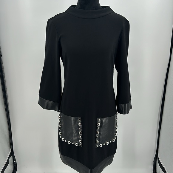 Joseph Ribkoff Dresses & Skirts - Joseph Ribkoff Bonded Knit dress size 6 style 223081 faux leather trim